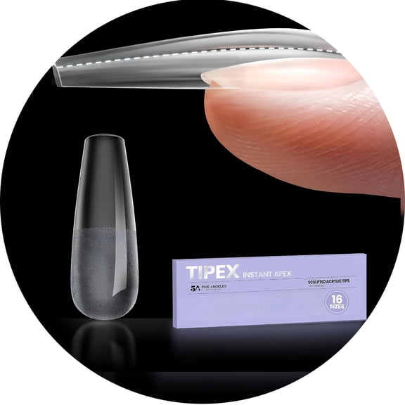 RAGUPEL Nail Tips, Instant Apex Full Cover Gel Nail Tips Long Square Thicker Acrylic Nails, Strong Clear Pre-etched Press-on Nails, Matte Underside False Nails for Flat Nails