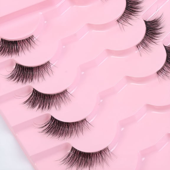RAGUPEL Lashes with Glitter Half False Eyelashes Cat Eye Transparent Stem Eye Tail Lengthened Half Eye Natural Thick Eyelashes 7 Pairs False Eyelashes Natural Wispy