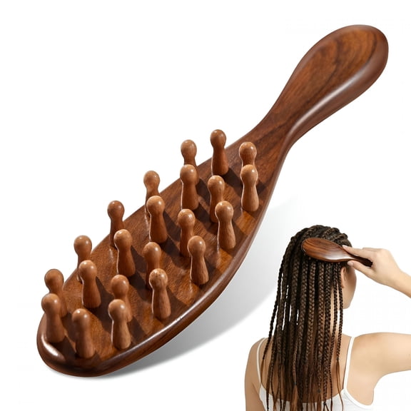 RAGUPEL Natural Sandalwood Loc Brush, Ergonomic Dreadlock Detangling