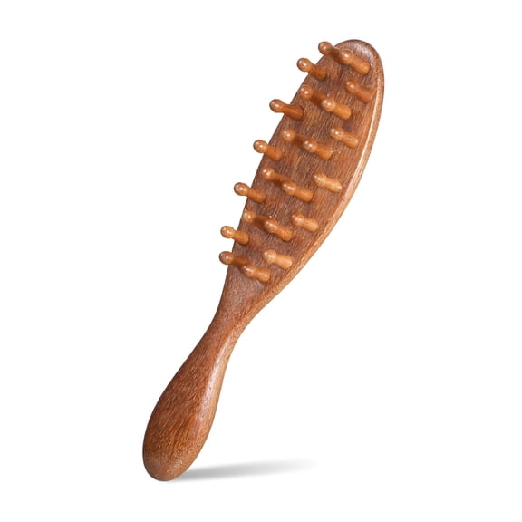 RAGUPEL Natural Wood Loc Brush for Dreads, Wide Tooth Wooden Comb with Long Handle, Scalp Massage Tool for Hair Styling