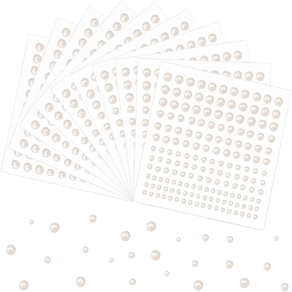 RAGUPEL Pearl Stickers for Crafts Self Adhesive Face Pearl Sticker Gems Hair Pearls Stick on 1650 Pcs Pearls Beads for Face Makeup Earrings Nail Wedding Stickers Bridal Accessories 3Mm/4Mm/5Mm/6Mm