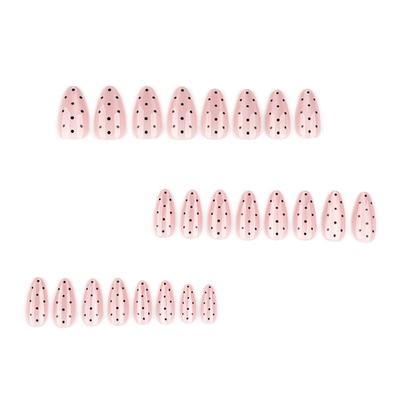RAGUPEL Pink Nude Cat Eye Polka Press on Nails Medium Almond,Salon-Quality Acrylic Fake Nails,Stylish Design,Reusable Stick-Ons,Spring Summer Diy Nail Art Kit for Women | Daily/Party Gift 24 Pcs