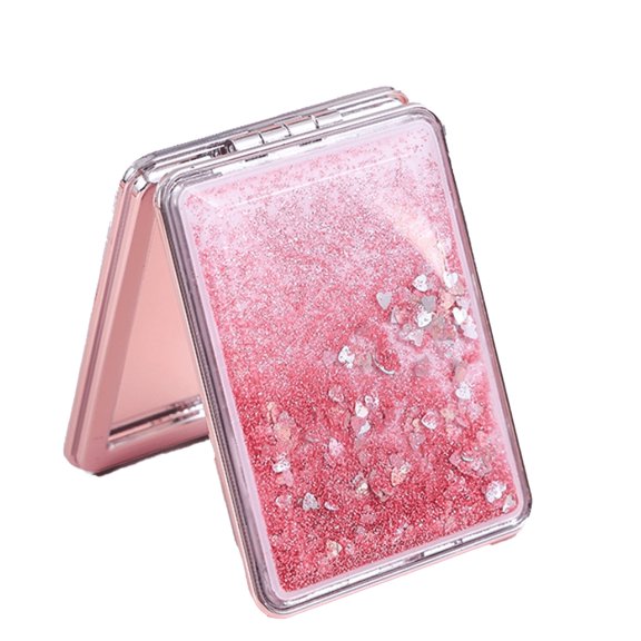 RAGUPEL Pink Vintage Compact Mirror, Elegant Pocket-Sized Travel Makeup Mirror, Lightweight Folding Handbag Accessory for Office