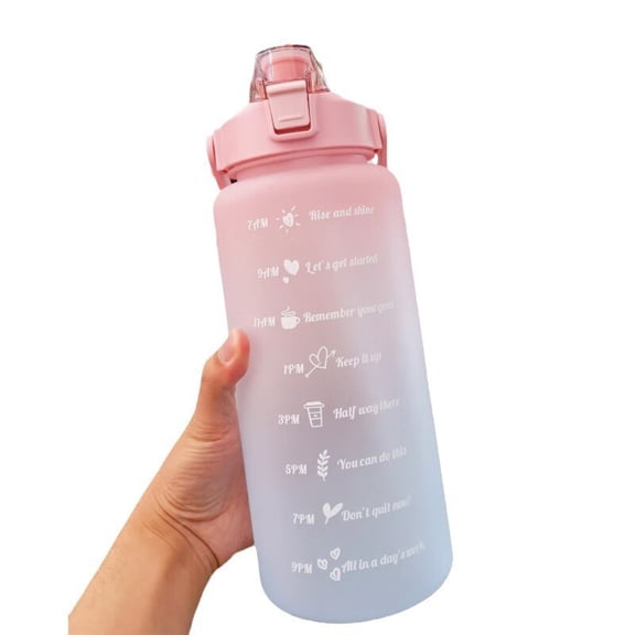 RAGUPEL Pink Water Bottle,Leakproof BPA-Free Motivational Water Bottle with Time Marker,Portable Gradient Design for Fitness and Travel