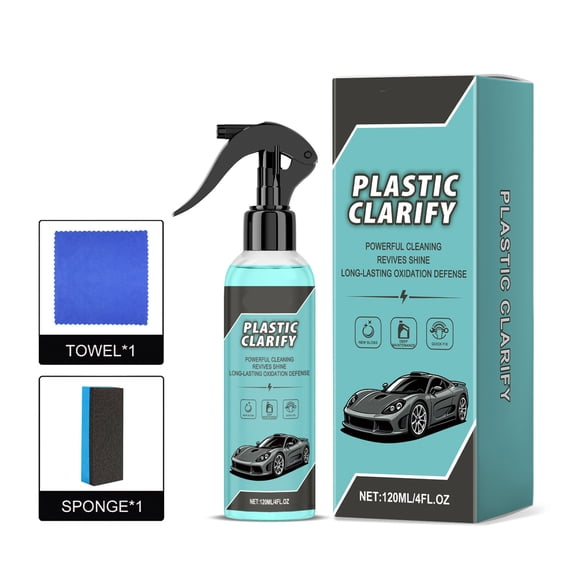 RAGUPEL Plastic Clarify Tire Shine, 120ml, Car Plastic & Trim Restorer Spray, Waterless Spray Wax, Quick Effect Coating Spray, for Interior & Exterior Plastic Trim and Tires