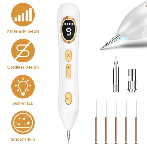 RAGUPEL Portable Skin Care Beauty Pen with Led Light, 9 Adjustable Intensity Levels for Common Warts Mole Skin Tags Gift for Girl Women