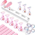 thumbnail image 1 of RAGUPEL Press on Nails Stand: Clear and Pink Nail Holder for Painting Nails,Stands for Art Display Practice,Magnetic Clear Glitter Flower Fake Holders with Reusable Adhesive Putty for Home Salon Diy, 1 of 7