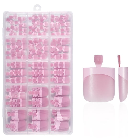 RAGUPEL Press on Toenails French Tip,150Pcs Square Toe Nails,15 Sizes,Pre-Designed Soft Gel,Frosted Matte,Tapered Fit,Long Lasting 28+ Days,Home Diy,Berry Pink