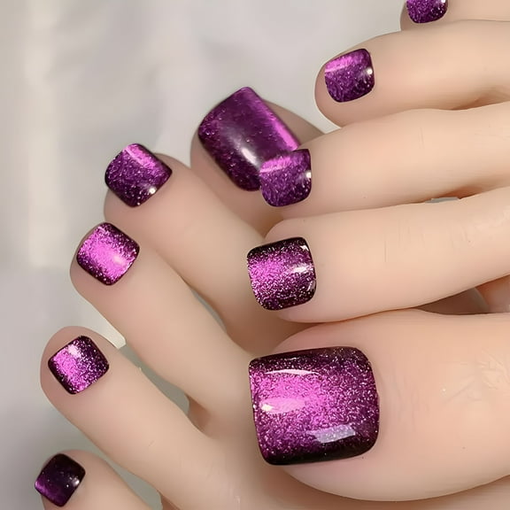 RAGUPEL Press on Toenails French Tips Toe Nail Press ons False Toenails Full Cover Acrylic Glue on Toe nails with Designs Rhinestones Toe Press on Nails Stick on Toe nails for Women Manicure