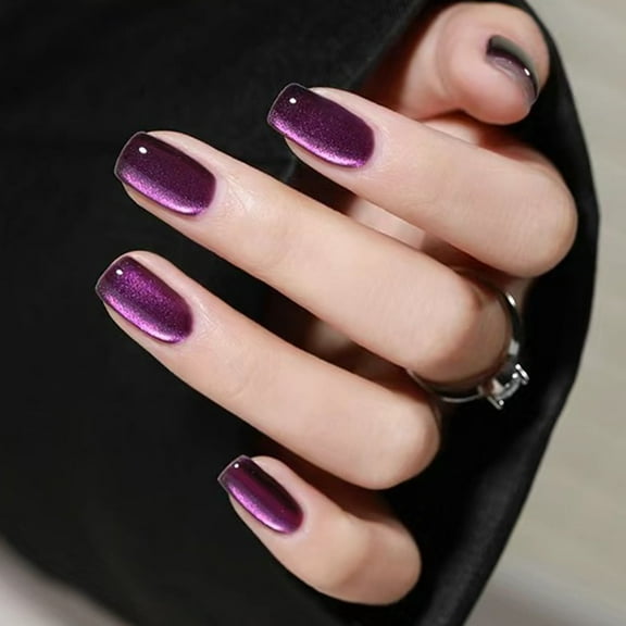 RAGUPEL Press on Nails Short,Easy Wear Almond Nail Tips,Professional Effortless Nails Fake Nails,Purple