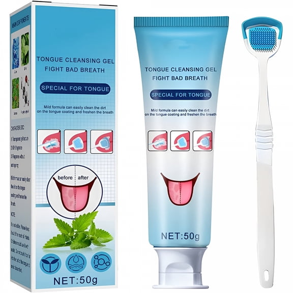 RAGUPEL Probiotic Tongue Cleaning Gel Set Tongue Gel,Fresh Mint Tongue Cleaning Paste,Bad Breath and Halitosis Mouth Odor Eliminator,Use with Tongue Brushes & Scrapers