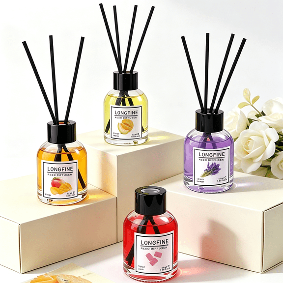 RAGUPEL Reed Diffuser Set for Sleep,Relax,4 * 1.69Oz,Natural Lavender Essential Oil Diffuser,Scented Reed Diffuser,Home Fragrance for Room Spa Bedroom Bathroom Hotel Home Decor