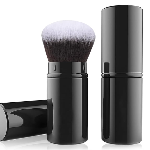 RAGUPEL Retractable Kabuki Brush,Travel Powder Face Makeup Brushes|Portable Flawless Makeup Brush for Foundation,Blush,Bronzer,Buffing,Cruelty Free with Cover,Aluminum Handle