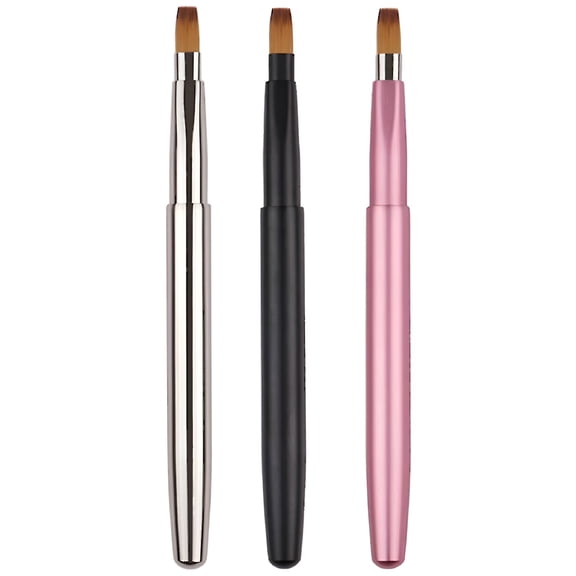 RAGUPEL Retractable Lip Brush, Double-ended Design for Lipstick and Lip Gloss, Soft Bristles, Portable Makeup Tool with Protective Cover, Wide Application (3PCS)