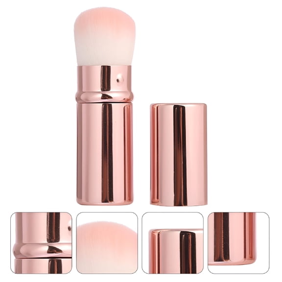 RAGUPEL Retractable Soft Bristle Mini Blush Brush Makeup Brush Loose Powder Brush with Cover Beauty Tool (Girly Pink)