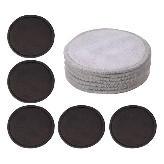 RAGUPEL Reusable Makeup Remover Pads Set,12 Pack Microfiber Cotton Pads,Charcoal Cotton Rounds,Bamboo Terry Face Wipes for All Skin Types with Mesh Laundry Bag and Bamboo Storage