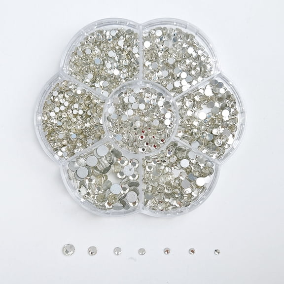 RAGUPEL Rhinestones,3150Pcs Clear Nail Gems Silver Face Jewels Tooth Eye Gems-Tiny Glass Nail Diamonds Stone Flatback-Small White Crystals Rhinestone for Acrylic Nails-Craft Gems