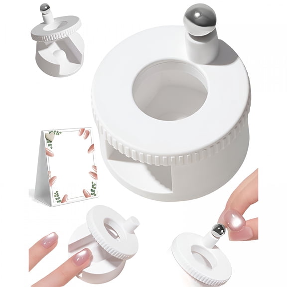 RAGUPEL Rotating Magnet for Nail Polish,Rotating Magnet Uniform Magnetic Force,Cat Eye Magnets Tool for Nails,Magnetic Nail Tool Ball,Uniform Magnetic Force,U Shaped Cat Eye Set(White)