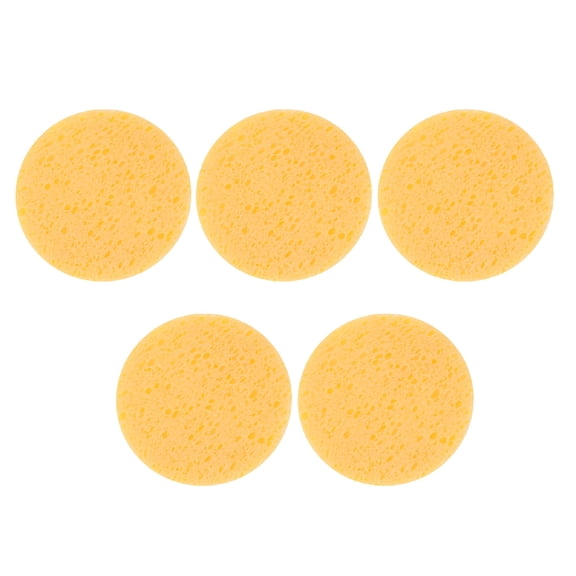 RAGUPEL Round Sponge Pads 5Pcs Round Sponge Pads Skin-Friendly Makeup Mats Makeup Remover Pads Cosmetic Accessories for Women (Yellow)