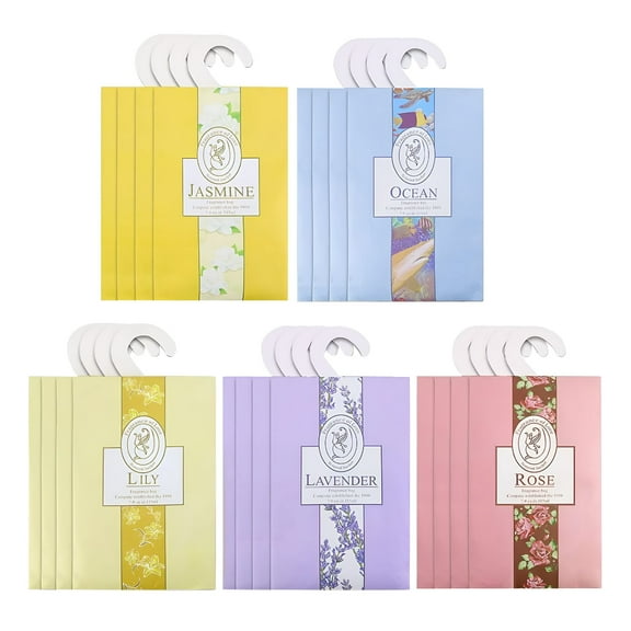 RAGUPEL 5X Sachets (Randomly Mixed),Scented for Drawer and Closet Long Lasting Bags Home Fragrance 5 Scents Option Lavender Lemon Jasmine Rose Lily Aromatherapy