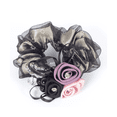 thumbnail image 1 of RAGUPEL Scrunchies,Fashionable 3D Floral Design Scrunchies forWomen,Silk and Fabric Double-Wrap Design Scrunchies forGirls,Black, 1 of 4