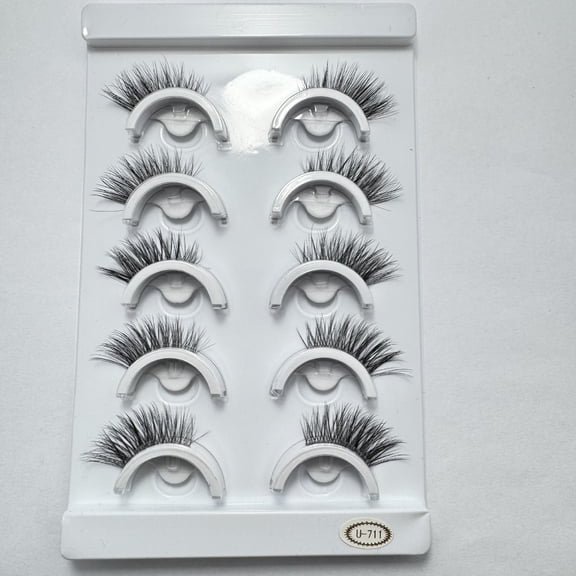 RAGUPEL Self Adhesive Eyelashes Preglued Glueless Half Eye Lashes 14Mm A605|3/4 Corner Natural Pre Glued Eyelashes No Glue Needed Glueless Reusable Stick on False Strips Easy for Beginner by