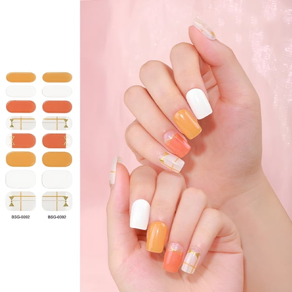RAGUPEL Semi Cured Gel Nail Polish Strips Gel Nail Full Wraps Strips Gel Nail Stickers