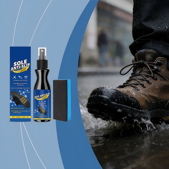 RAGUPEL Shoe Sole Spray | Anti-Slip Coating Kit | Transparent Friction Booster for Indoor Outdoor Sports Use,Works on Rubber,Leather,PVC,Includes Sponge Wipe,100ml