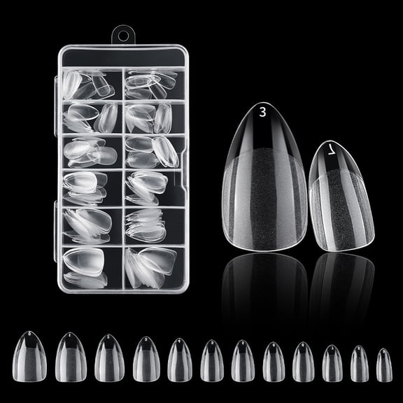 RAGUPEL Short Almond Nail Tips: 360Pcs 15 Sizes Pre-Shaped Acrylic Gel Nail Tips Half Matte Full Cover Fake Nails for Clear Press on Nails Extension Diy at Home Salon