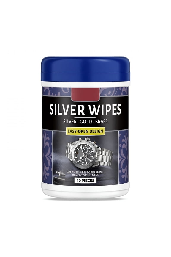 Silver Cleaning Wipes 40-Count,Polishes and Restore Shine Cleaner Wipes Tarnish Remover for Silver,Gold and Brass Jewelry,Watches and Tableware