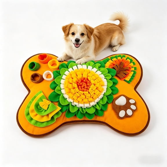 RAGUPEL Snuffle Mat for Dogs,Pet Snuffle Mat for Small and Medium Dogs,Interactive Sniff Mat Feeding Mat for Puppies,Slow Feeder Dog Treat Mat for Training and Stress Relief(Bone Shape)