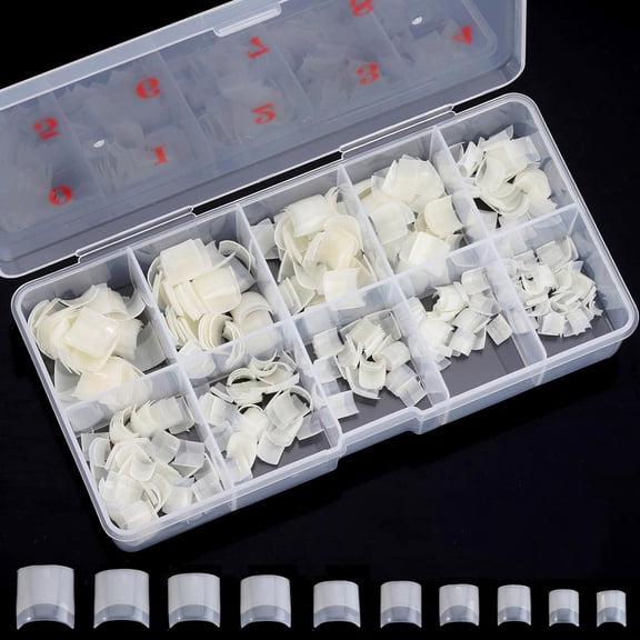 RAGUPEL Square Nail Tips Half Cover 500Pcs Clear Acrylic Nails French Short False Nails with Box (Natural) Clear Acrylic Nails Square Nail Tips