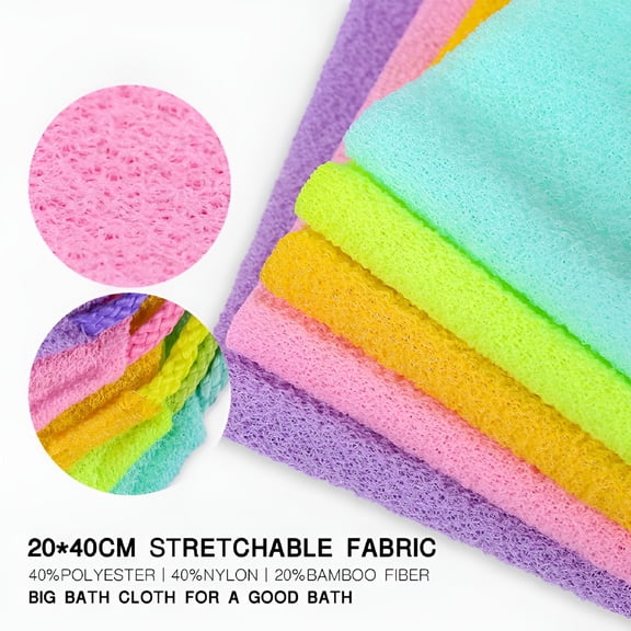 RAGUPEL Stretchable Body Exfoliating Neck Back Scrubber Shower Bath Cloth Tool Washcloth Durable Bath Tool