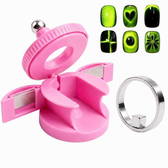 RAGUPEL Strong Cat Eye Magnet Set 3-In-1 Rotating Nail Tool Ring Block Magnets Creates Wide Light Side Light Glass Bead Halo Black Hole Effects Diy Cat Eye Gel Nails Home Salons