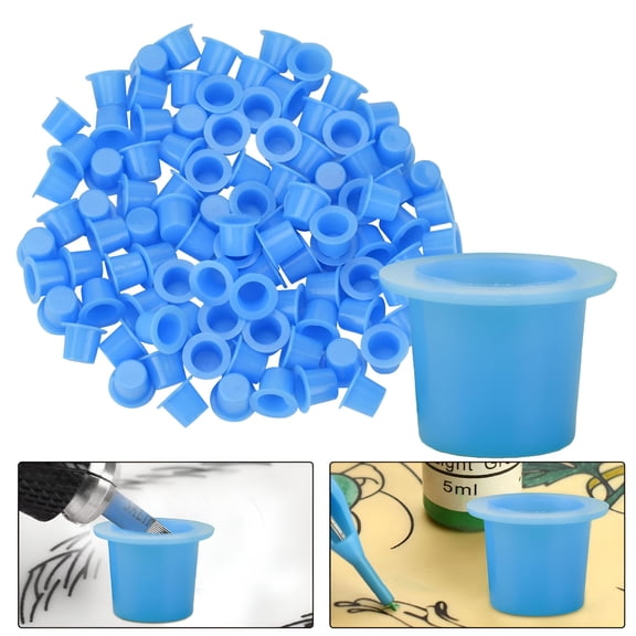 RAGUPEL Tattoo Ink Caps 100Pcs Disposable Plastic Pigment Tattoo Ink Caps Cups for Tattoo Ink, Tattoo Supplies, Tattoo Accessories, Small Medium Large Optional