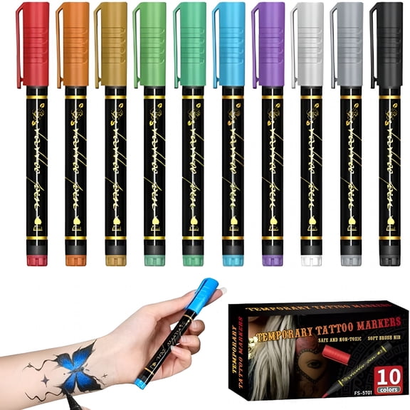RAGUPEL Temporary Tattoo Markers,Temporary Tattoo Marker Pen Set,Waterproof Body Art and DIY Creativity Halloween Decorations (1Pc)