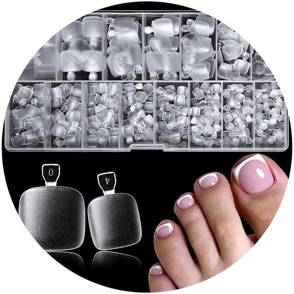 RAGUPEL Toe Nail Tips 420Pcs Soft Gel Toe Nail Tips Matte Short Fake Toenail Tips Square Fake Toe Nails for Toe Nail Extensions Women Toe Press on Toenails Diy Salon,15 Sizes Short Toe Tips