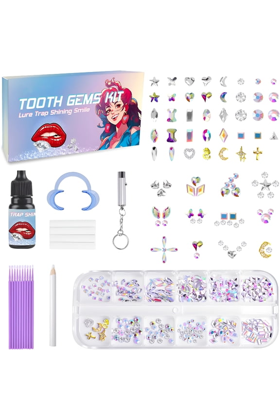 Tooth Gem Kit, DIY Crystals Jewelry Kit Teeth Gems Set, Professional Fashionable Tooth Gems Starter Set