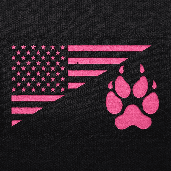 RAGUPEL Usa Flag Dog Ir Reflective Patch Infrared Tactical Morale Embroidered Badge for Animal Vests Harnesses Paw Applique with Hook and Loop Fastener Backing Shoulder (Pink)