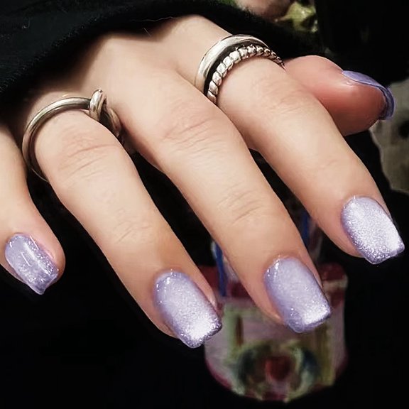 RAGUPEL of Spot Cat'S Eye Wearable Nails, High-End Purple Flash, Detachable Fake Nail Patches, Nail Pieces, Press on Nails