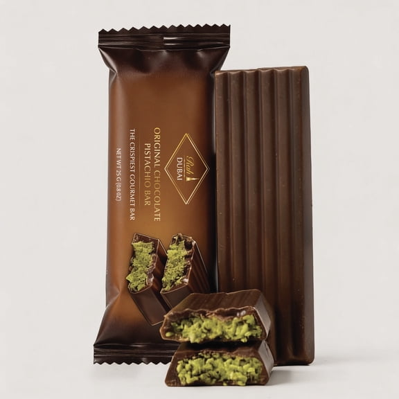 RAH Dubai Dark Chocolate Bar Pistachio, 0.9oz - 25g Pack of 6 Units, Mini 25g Viral Dubai Chocolate with Creamy Pistachio Filling and Toasted Knafeh - Small Snack Size | Gourmet Middle Eastern Sweet