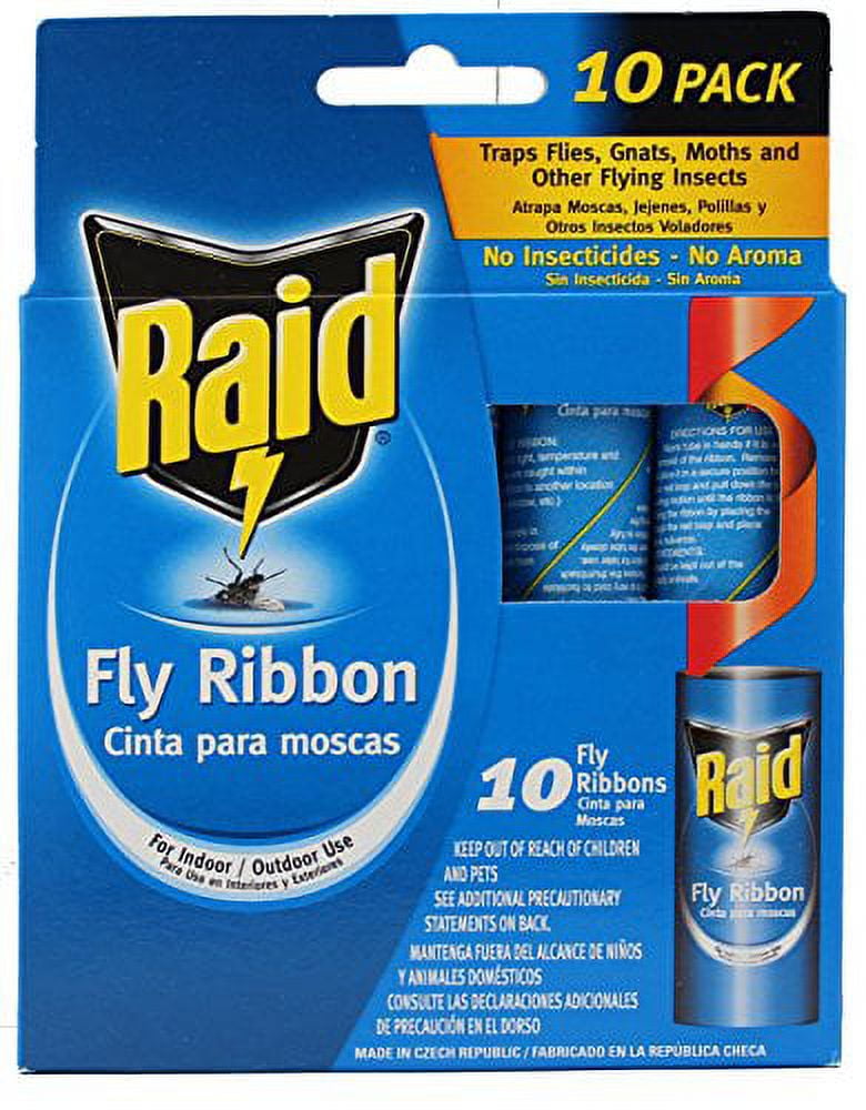 RAID? Fly Ribbons, 10 count, Outdoor & Indoor Fly Traps, (Pack of 4 ...