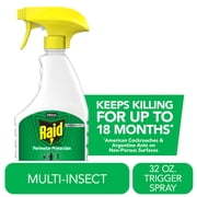 Raid Outdoor Perimeter Protection Spray, Kills American Cockroaches & Argentine Ants for up to 18 Months, For Outdoor and Indoor Use, Water-Based, Easy-To-Use, Multipurpose Bug Barrier, 32 fl oz