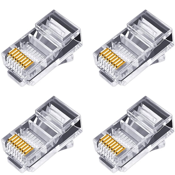 RAIN 100Pcs RJ45 Connector 6U Gold Plated Pass Through Ethernet Cables Module Plug Network RJ-45 Crystal