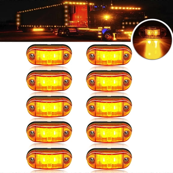 RAIN 10pcs New Upgraded 12V-24V Universal LED Front Rear Side Indicator Marker Light Bulb For Truck RV Car Bus Trailer Van Caravan Boat - Amber/Red/White