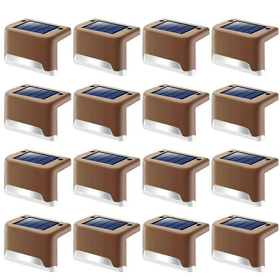 RAIN 16 Pack Fence Post Solar Lights for Patio Pool Stairs Step and Pathway, Weatherproof LED Deck Lights Solar Powered