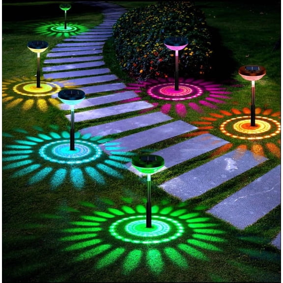 RAIN 1pcs RGB Waterproof LED Solar Garden Stake Light Lamp New Pattern Design for Outdoor Landscape Lawn Ground Pathway Decor