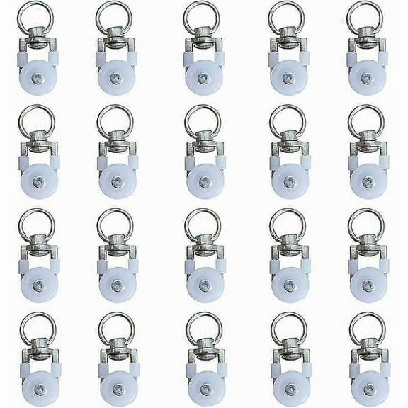 RAIN 20 Pieces Metal Pulley Wheel, Curtain Pulley, Sliding Curtain Hook, Curtain Rail Pulley, Curtain Rail Rollers, Shower Curtain Rail Rollers, for Curtai