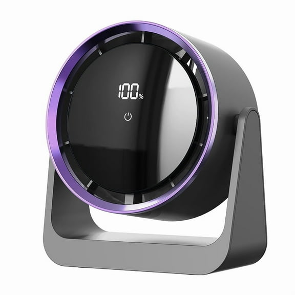 RAIN 2025 New Ultra Quiet Portable Desk Fan with LED Display 3000mAh Rechargeable Home Air Circulator 5 Speed Adjustable 90° Tilt Personal Table Fan,1pcs,Black