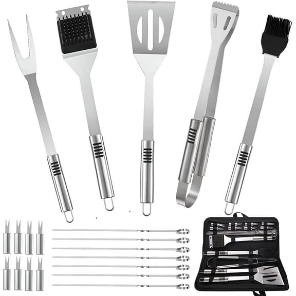 RAIN 21Pcs Stainless Bbq Tool Set for Camping Barbecue Grilling Tools Bbq Utensil Set Outdoor Cooking Tool Set With Canvas Bag Gift